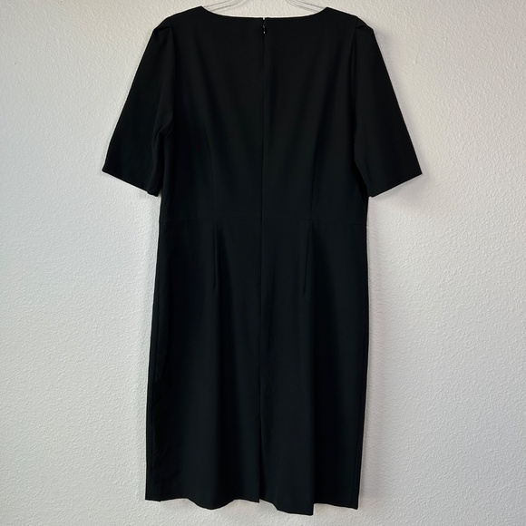 Ann Taylor size 14 square neck sheath dress black knee length career wear - Picture 6 of 10